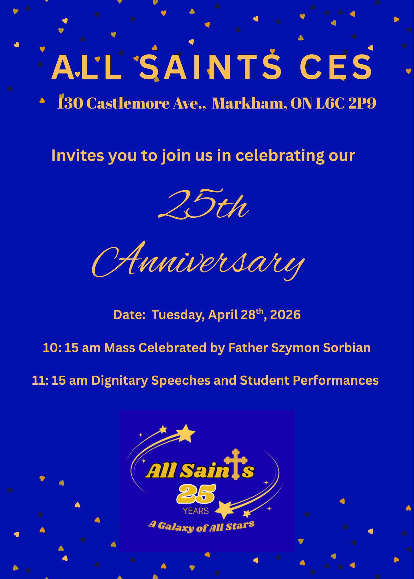 π Celebrating 25 Years of All Saints Catholic Elementary School π